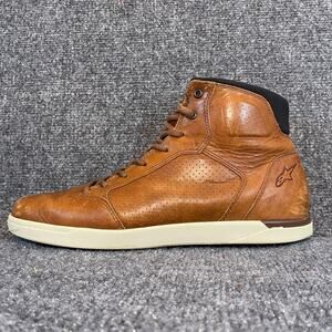 Alpinestars J-Cult Motorcycle Riding Hi Top Shoes Brown Leather Mens 11.5 EU 45